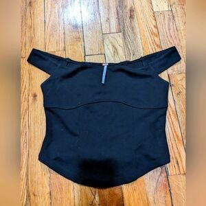 XS Free People ballet neckline black crop off-the-shoulder